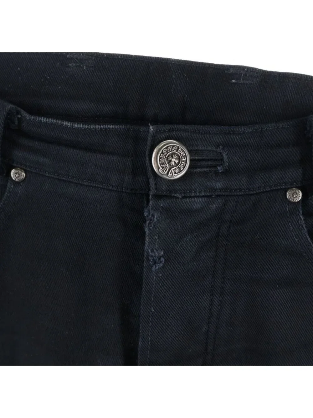 Chrome Hearts Vintage Cross Ball Button Flarenie Denim Pants Black